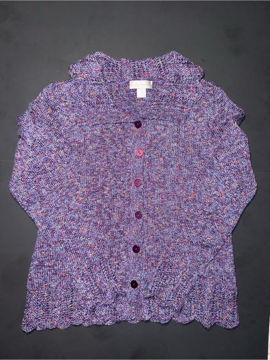 Christopher & Banks Sweaters - Christopher & Banks Purple Speckled Button-Front Cardigan
